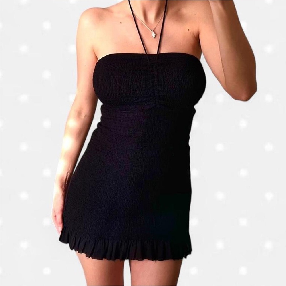 Free People Black Strapless/Halter Mini Dress